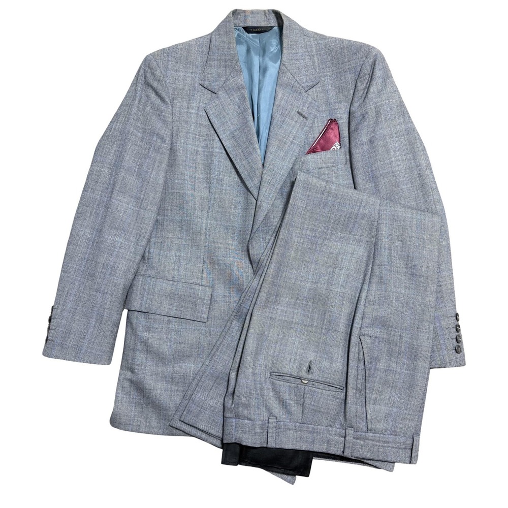 Vintage Anderson Little Suit Mens Medium Gray Wool Plaid 2 Piece Made USA 70s‎